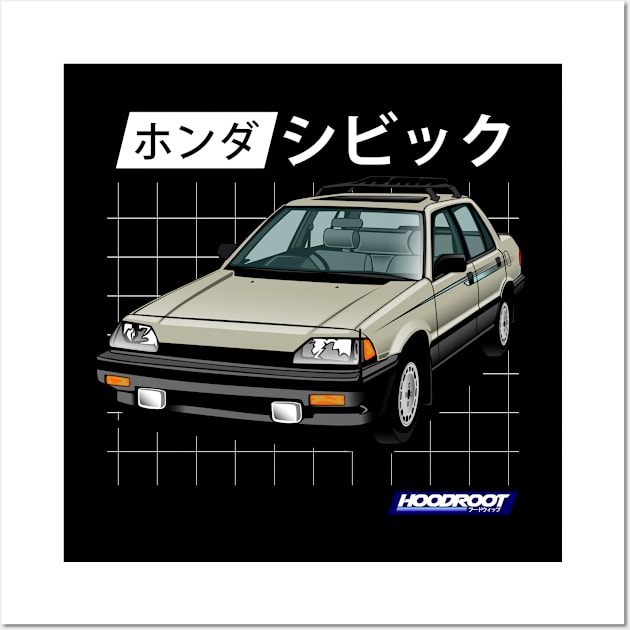 3G CIVIC WONDER SEDAN SB4 BLACK Wall Art by hoodroot